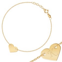 Herz Damen Armband aus vergoldetem 925er Sterlingsilber in exklusiver Geschenkbox mit Gravur