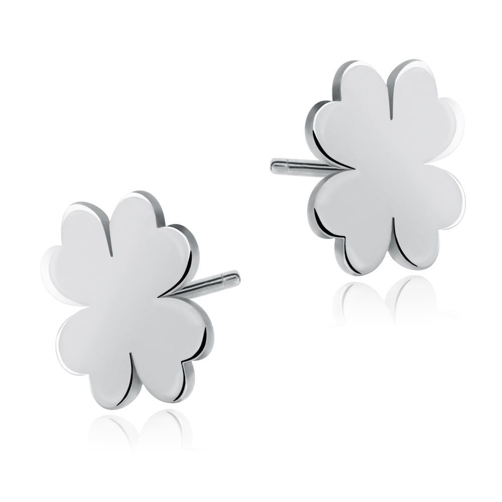 Damen Kleeblatt Ohrstecker aus 925er Silber in exklusiver Geschenkbox mit Gravur