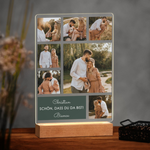Beleuchteter L LED-Rahmen mit eigenem Foto und Holzständer für Ihren Geliebten, Verlobten, Ehemann zum Valentinstag Hochzeitstag